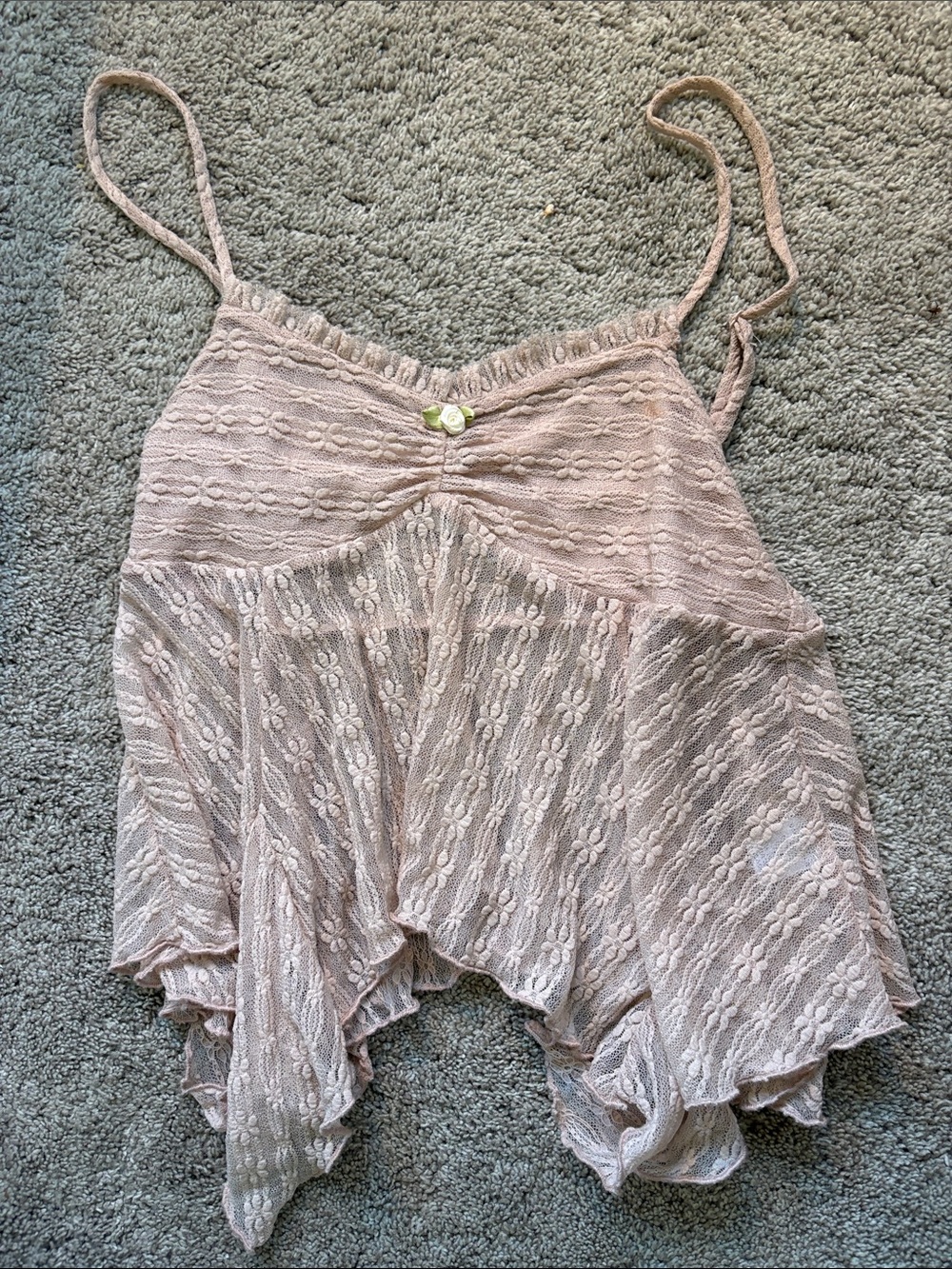 HYFVE Blush Pink Lace Handkerchief Hem Cami